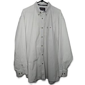 Wrangler George Strait Button Down Shirt Men's Size XXL Green Beige Plaid Logo